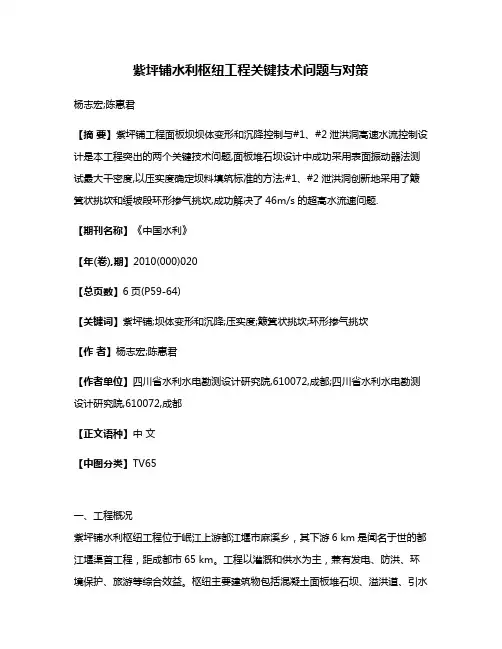 紫坪铺水利枢纽工程关键技术问题与对策