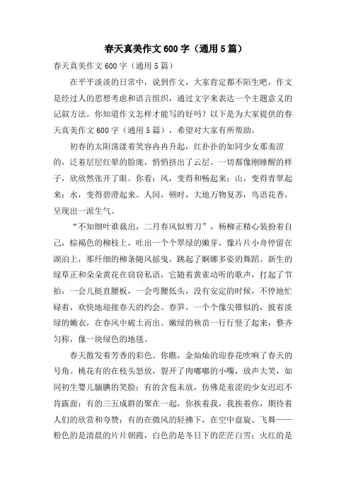 春天真美作文600字(通用5篇)