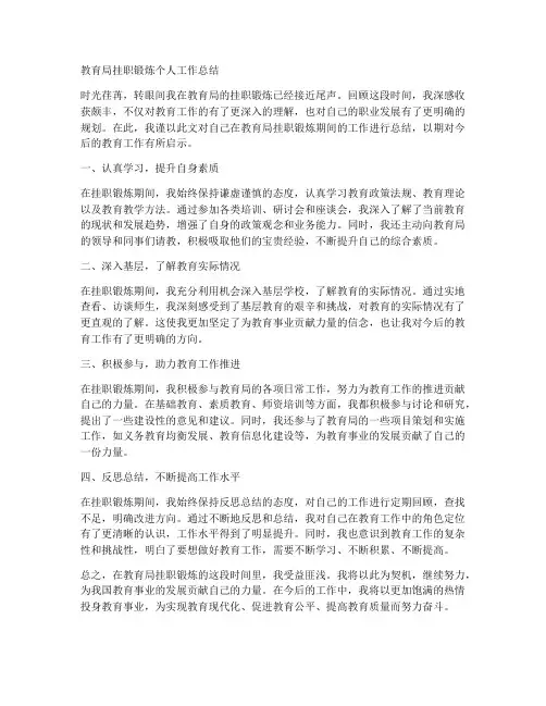 教育局挂职锻炼个人工作总结