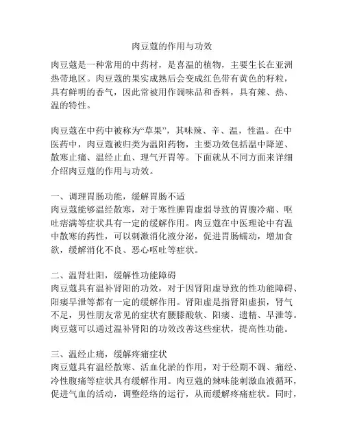 肉豆蔻的作用与功效
