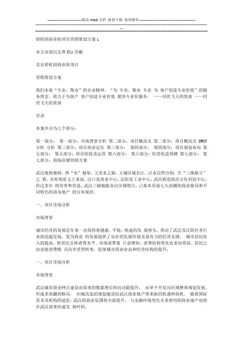 碧桂园商业街项目营销策划方案1