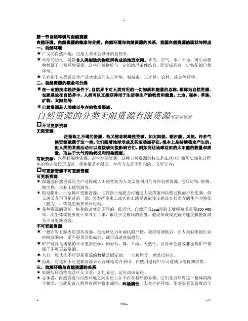 自然环境与自然资源