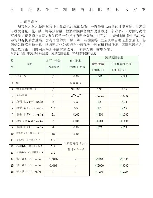 利用污泥生产有机肥技术方案