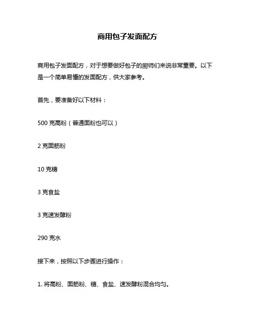 商用包子发面配方