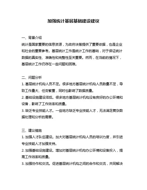 加强统计基层基础建设建议