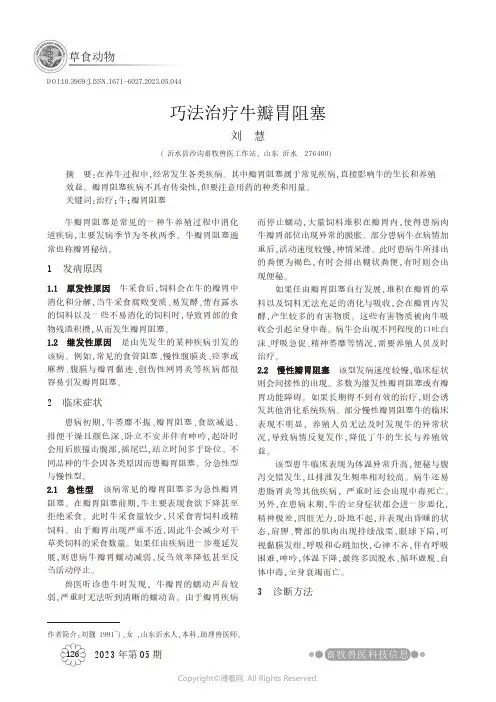 巧法治疗牛瓣胃阻塞