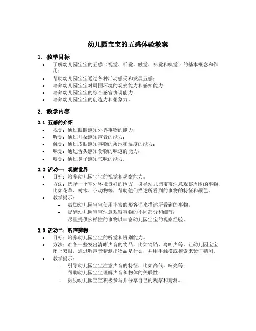 幼儿园宝宝的五感体验教案
