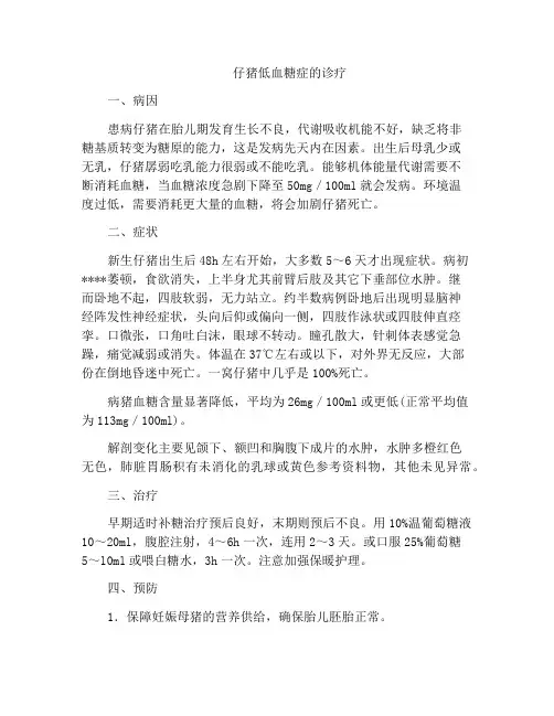 仔猪低血糖症的诊疗