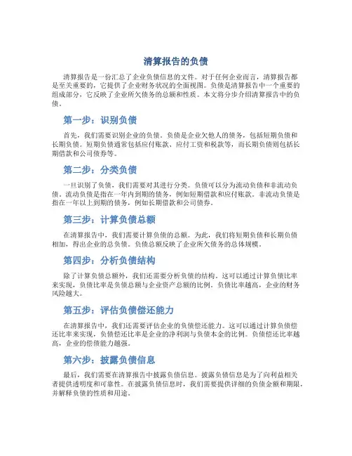清算报告的负债
