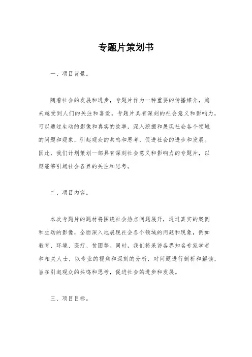 专题片策划书