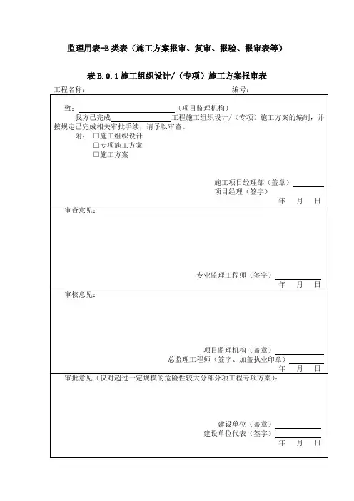 监理用表-B类表(施工方案报审、复审、报验、报审表等)