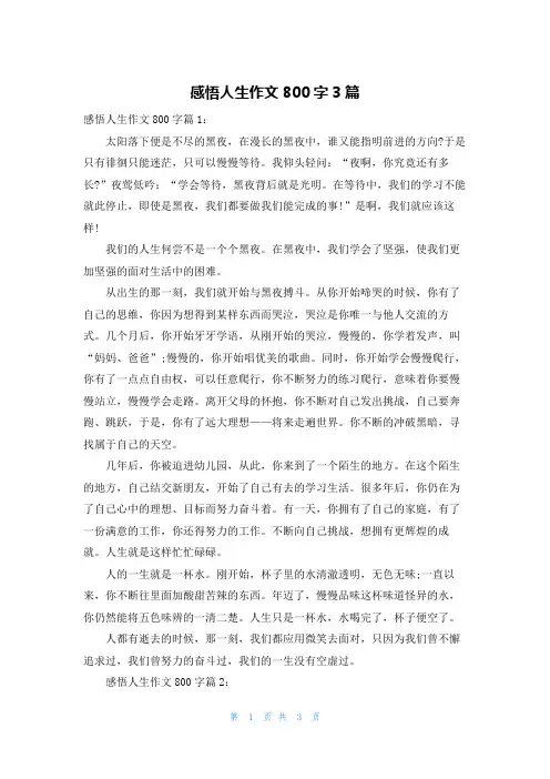 感悟人生作文800字3篇