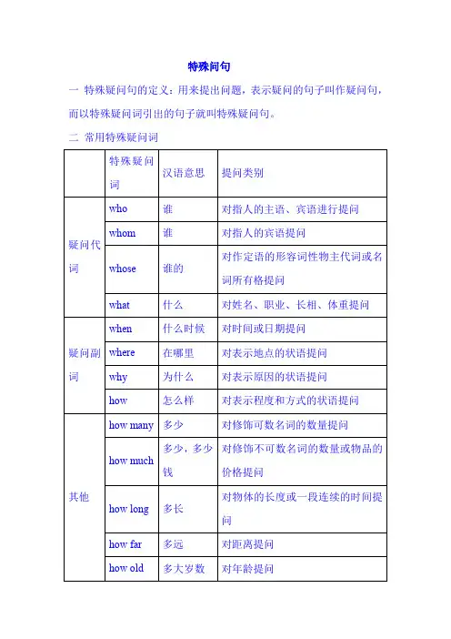 冀教版七年级英语初一上册：特殊疑问句