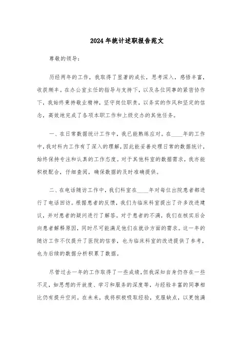 2024年统计述职报告范文（三篇）
