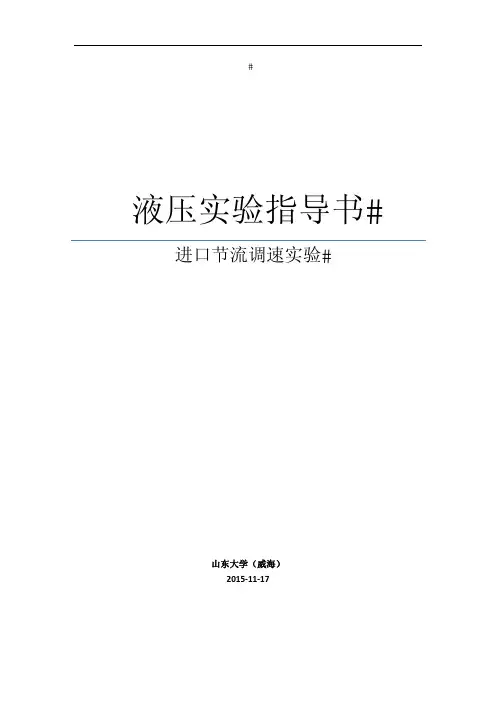 实验_进口节流调速回路性能实验指导书+实验结果