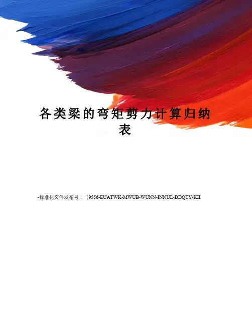 各类梁的弯矩剪力计算归纳表
