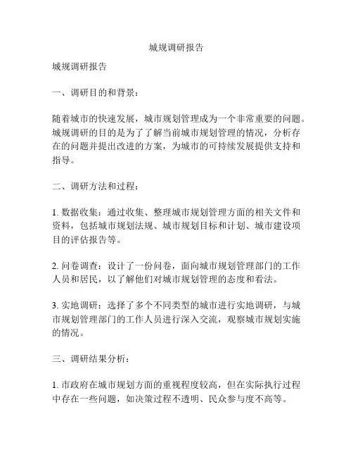 城规调研报告