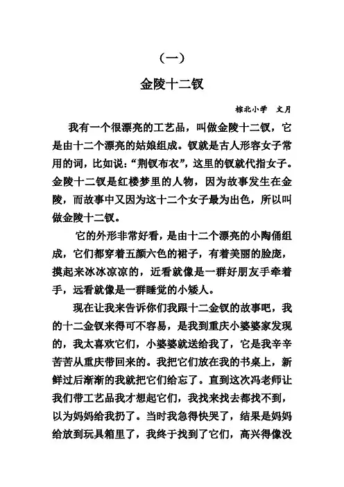 北师大版 第3单元 民族之花 作文工艺品范文