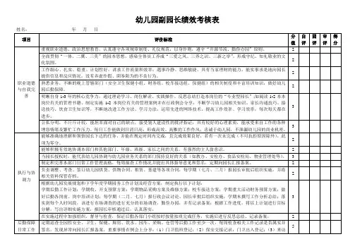 幼儿园副园长绩效考核表