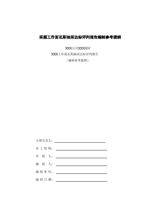 采掘工作面瓦斯抽采达标评判报告编制参考提纲(电子版)
