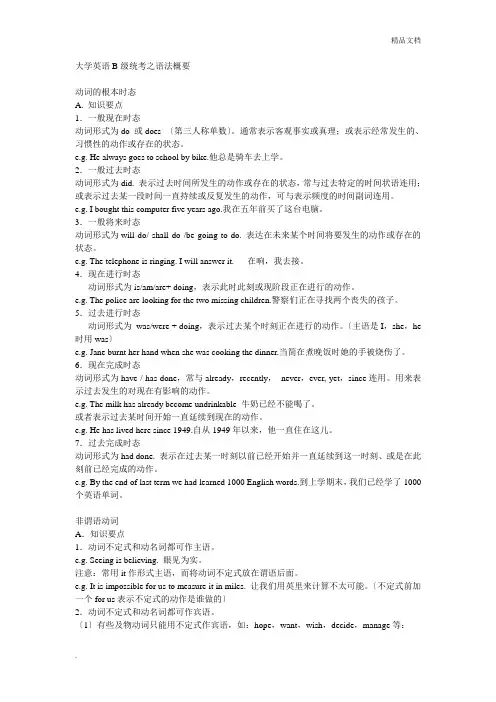 大学英语B级语法 重点