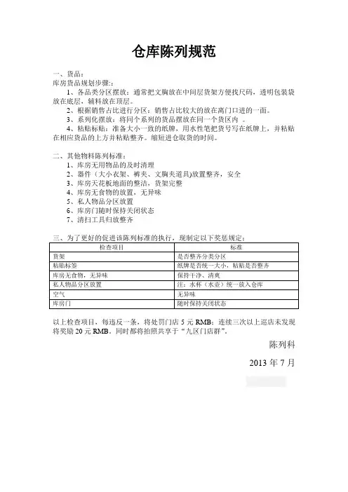仓库陈列标准
