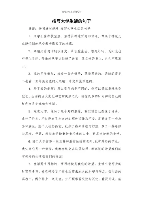 描写大学生活的句子