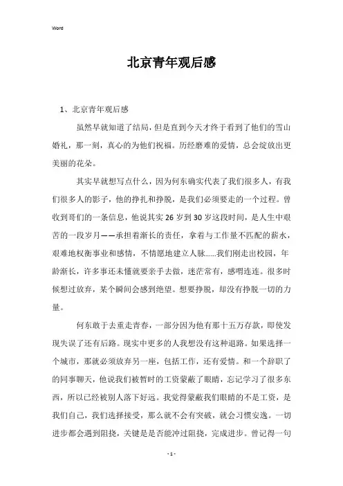 北京青年观后感