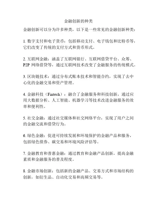 金融创新的种类
