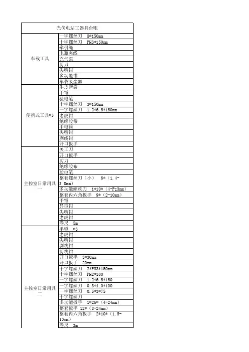 工器具台账