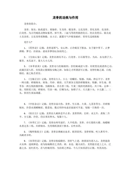 龙骨的功效与作用