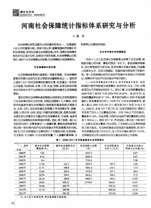 河南社会保障统计指标体系研究与分析