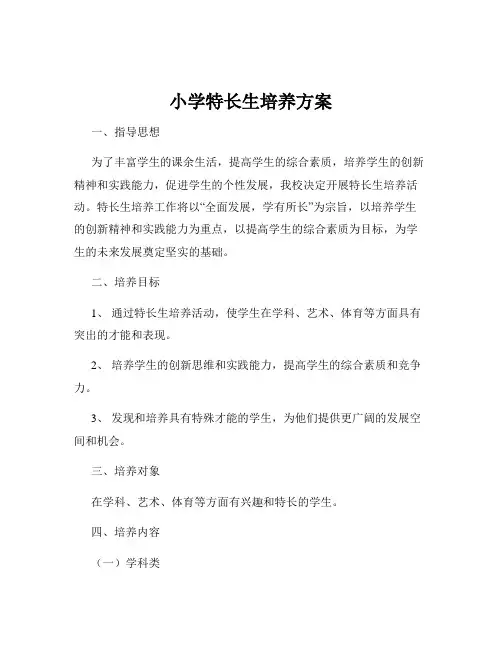 小学特长生培养方案