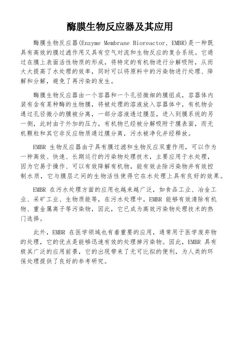 酶膜生物反应器及其应用