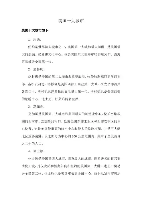 美国十大城市