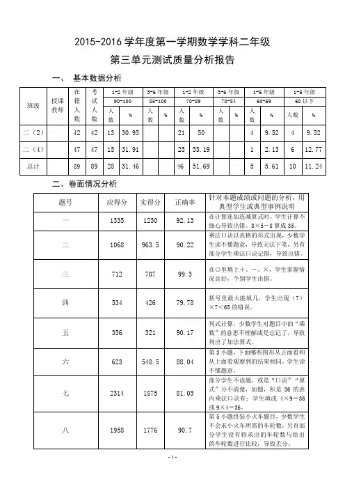 二(2)(4)第3单元质量分析