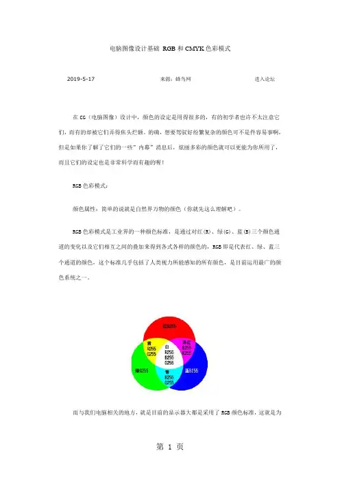 电脑图像设计基础 RGB和CMYK色彩模式共5页文档