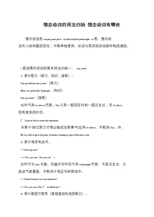 情态动词的用法归纳 情态动词有哪些