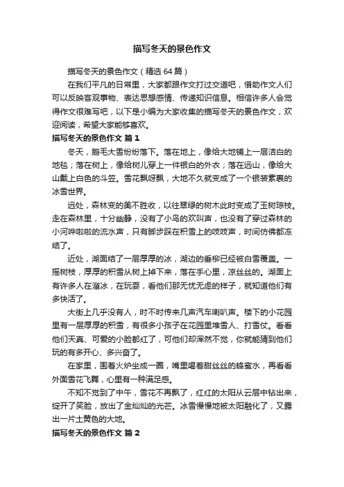 描写冬天的景色作文（精选64篇）