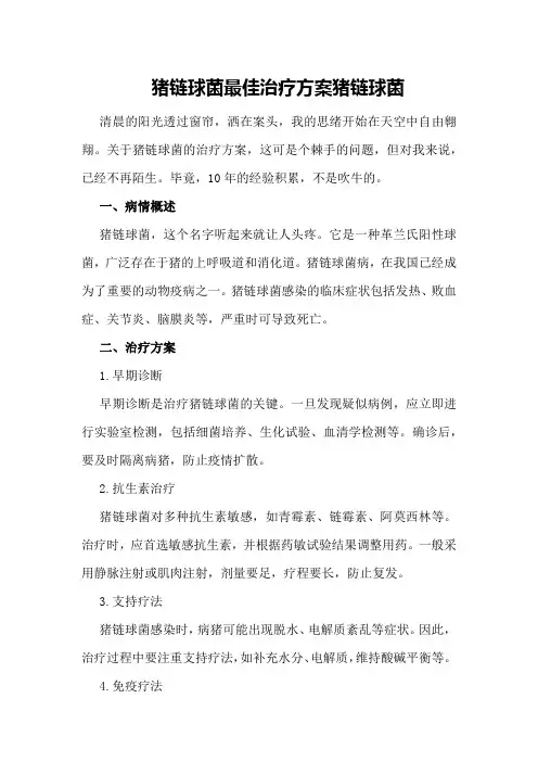 猪链球菌最佳治疗方案猪链球菌