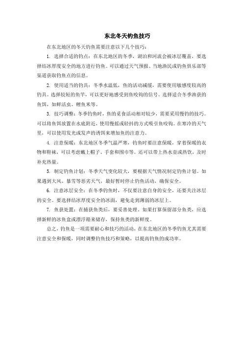 东北冬天钓鱼技巧