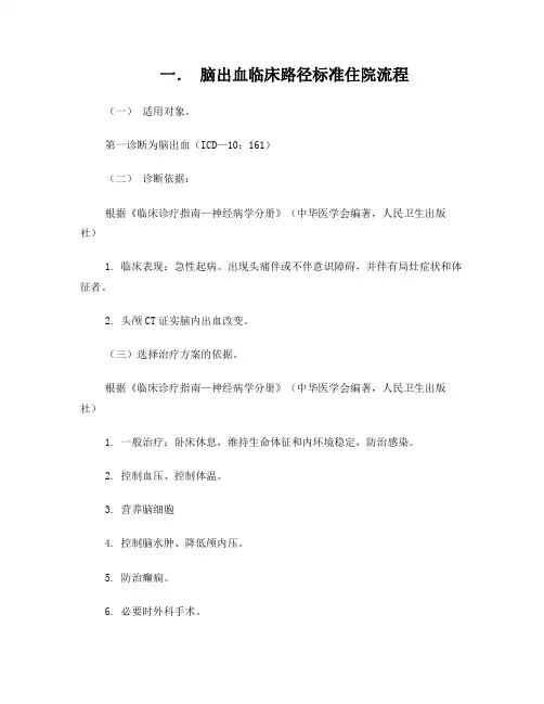 脑出血临床路径标准住院流程
