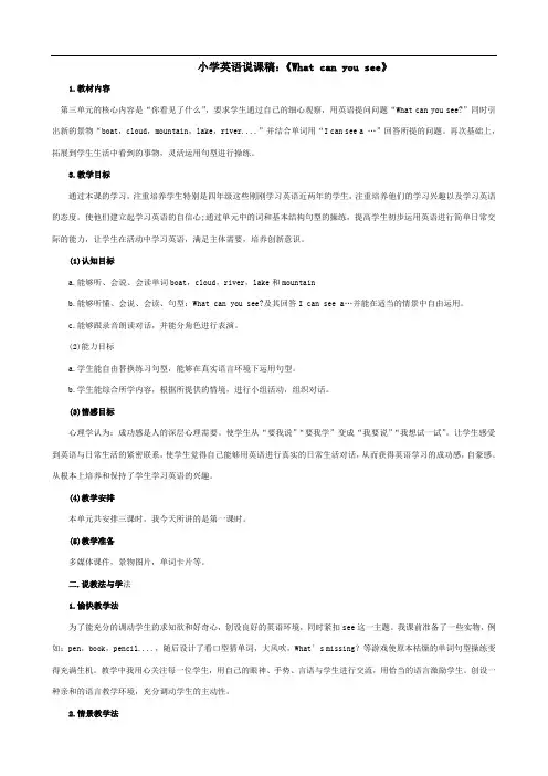 小学英语说课稿：《What_can_you_see》说课稿范文 - 副本
