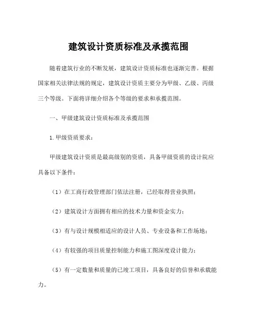 建筑设计资质标准及承揽范围