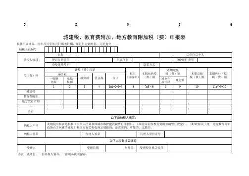 城建税、教育费附加、地方教育附加税(费)申报表