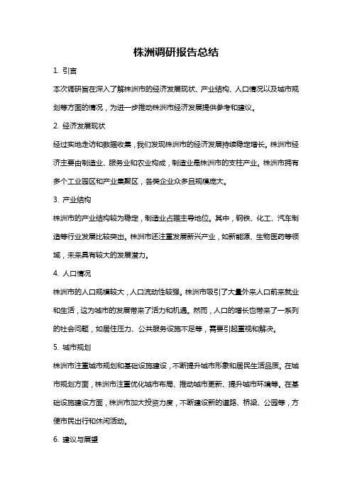 株洲调研报告总结