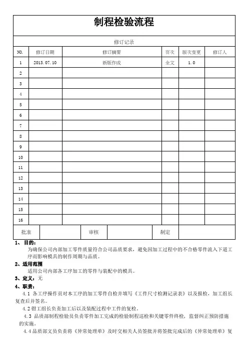 制程检验流程