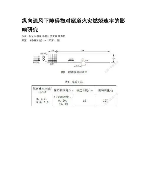纵向通风下障碍物对隧道火灾燃烧速率的影响研究