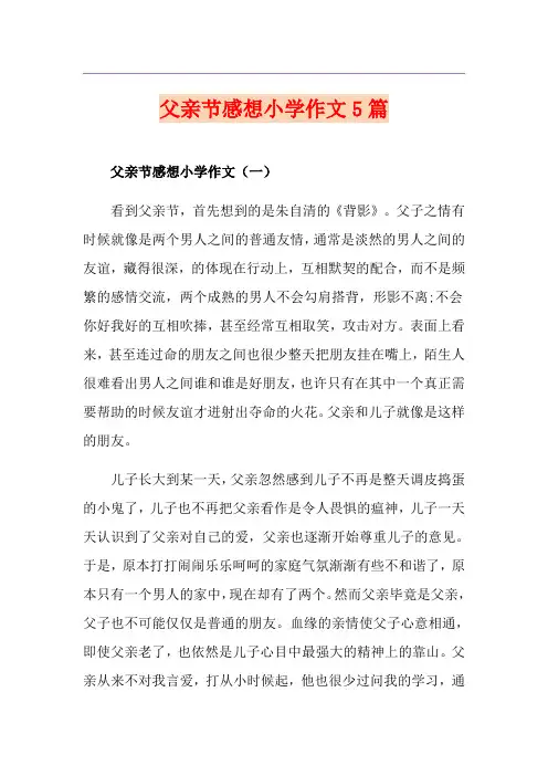 父亲节感想小学作文5篇