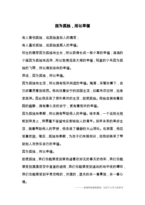 因为孤独,所以幸福